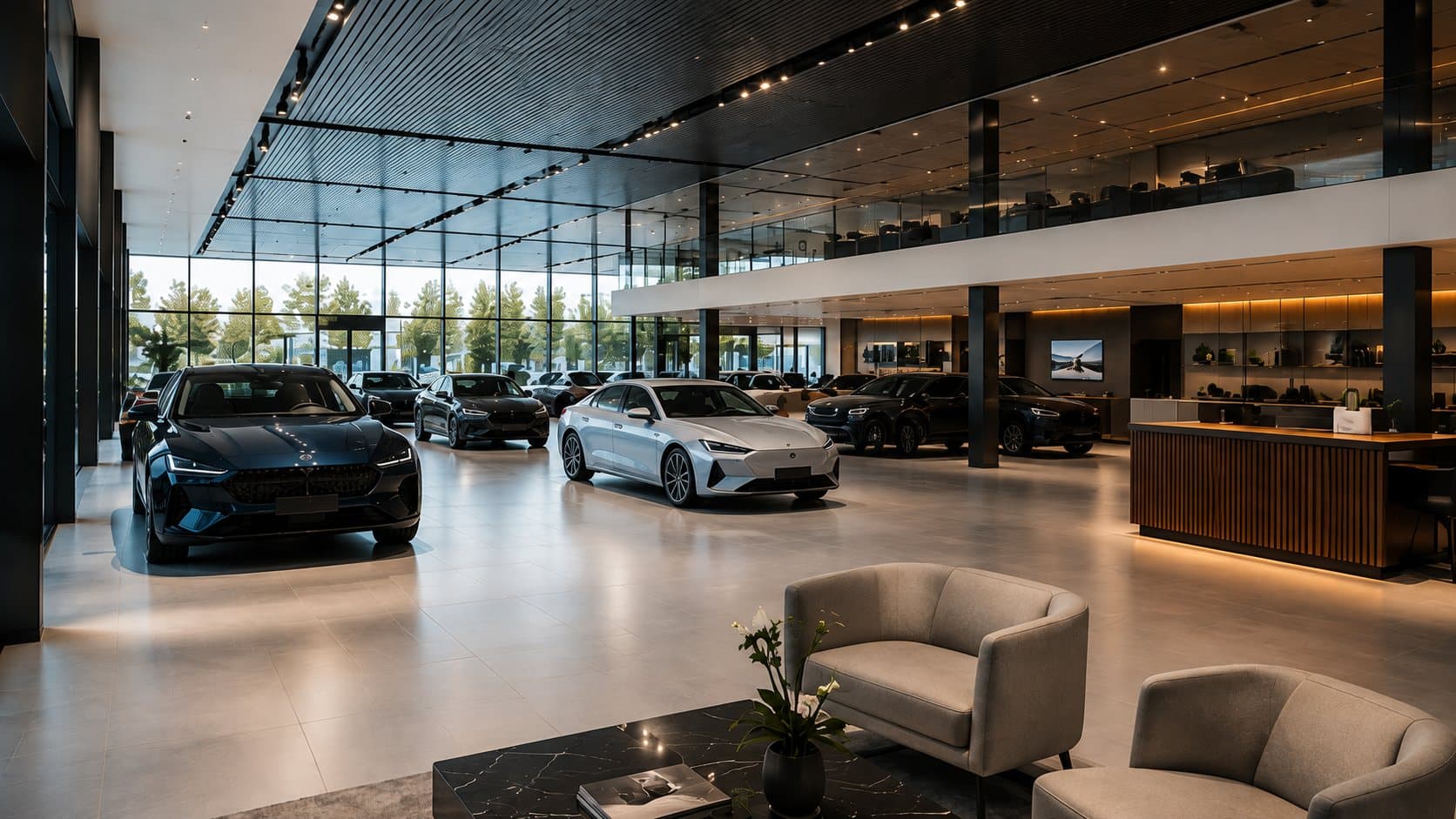 Showroom floor at Aurora with several vehicles on display