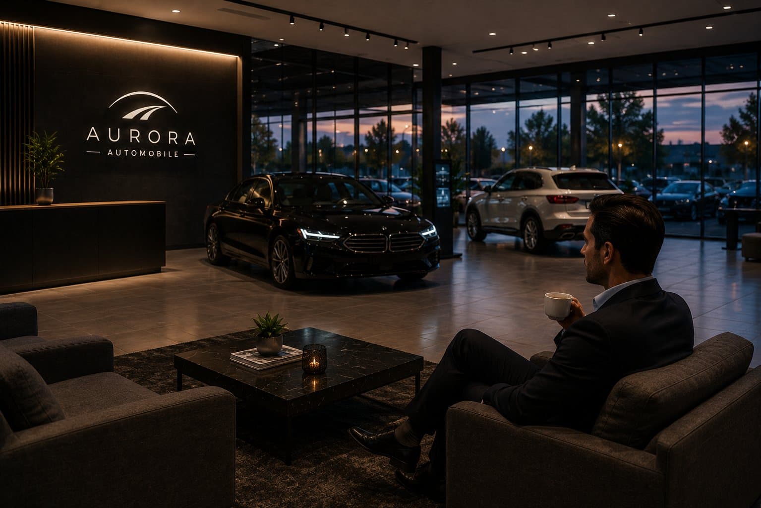 Reception and lounge area at the Aurora showroom